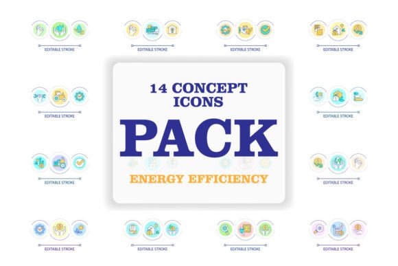 Energy Efficiency Loop Icons & Graphics for Branding