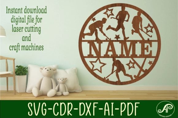 Field Hockey Male Name Sign SVG for Laser Cutting Signs