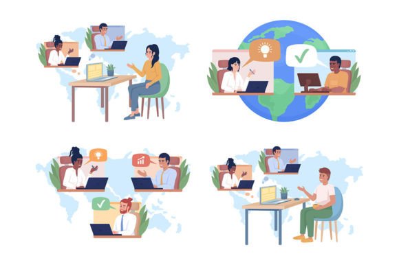 International Team Flat Illustrations: Graphics for Brands