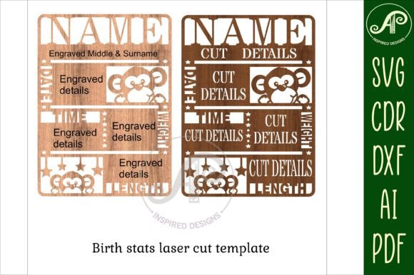 Monkey Baby Stats: Laser Cutting Wall Decor SVG