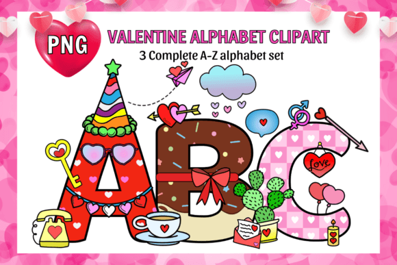 Valentine Alphabet Doodle Sublimation for Crafts & Graphics